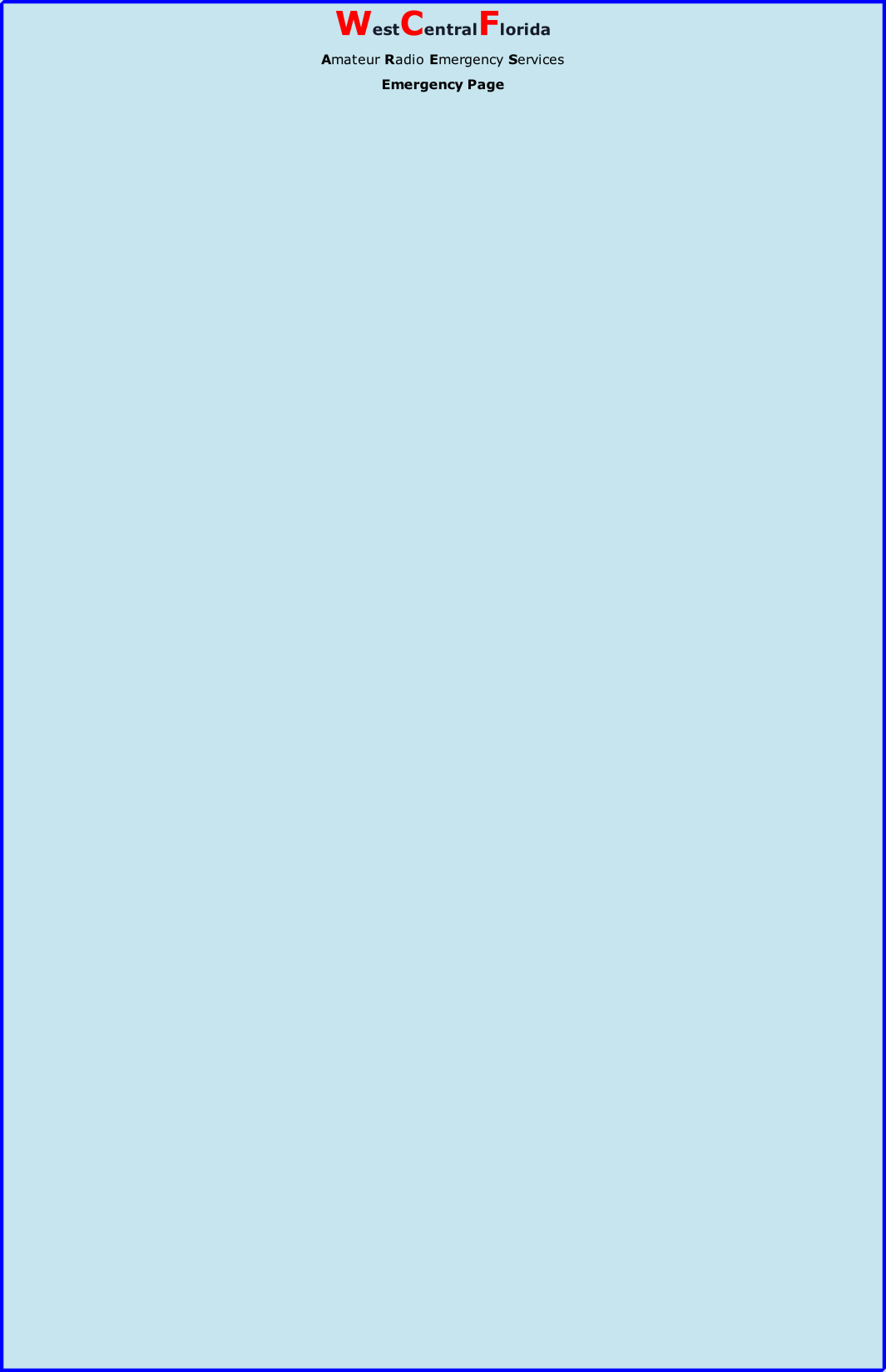 WestCentralFlorida   Amateur Radio Emergency Services Emergency Page